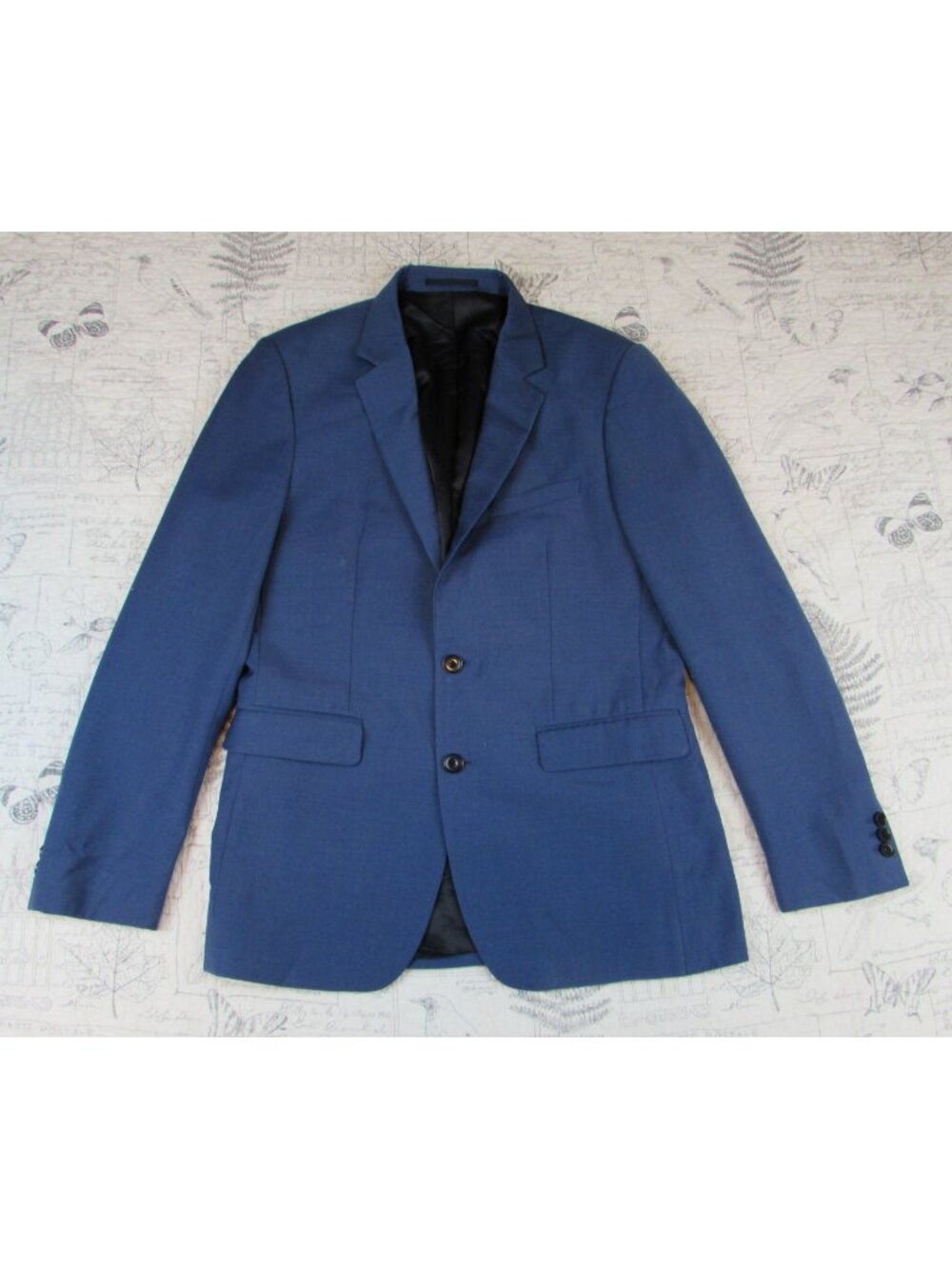 EUC Reiss Medium Blue Wool Bld 2 button Blazer Jacket Mens surgeon cuffs 38